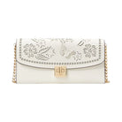 Kate Spade Phoebe Perforated Turnlock Wallet on chain Meringue