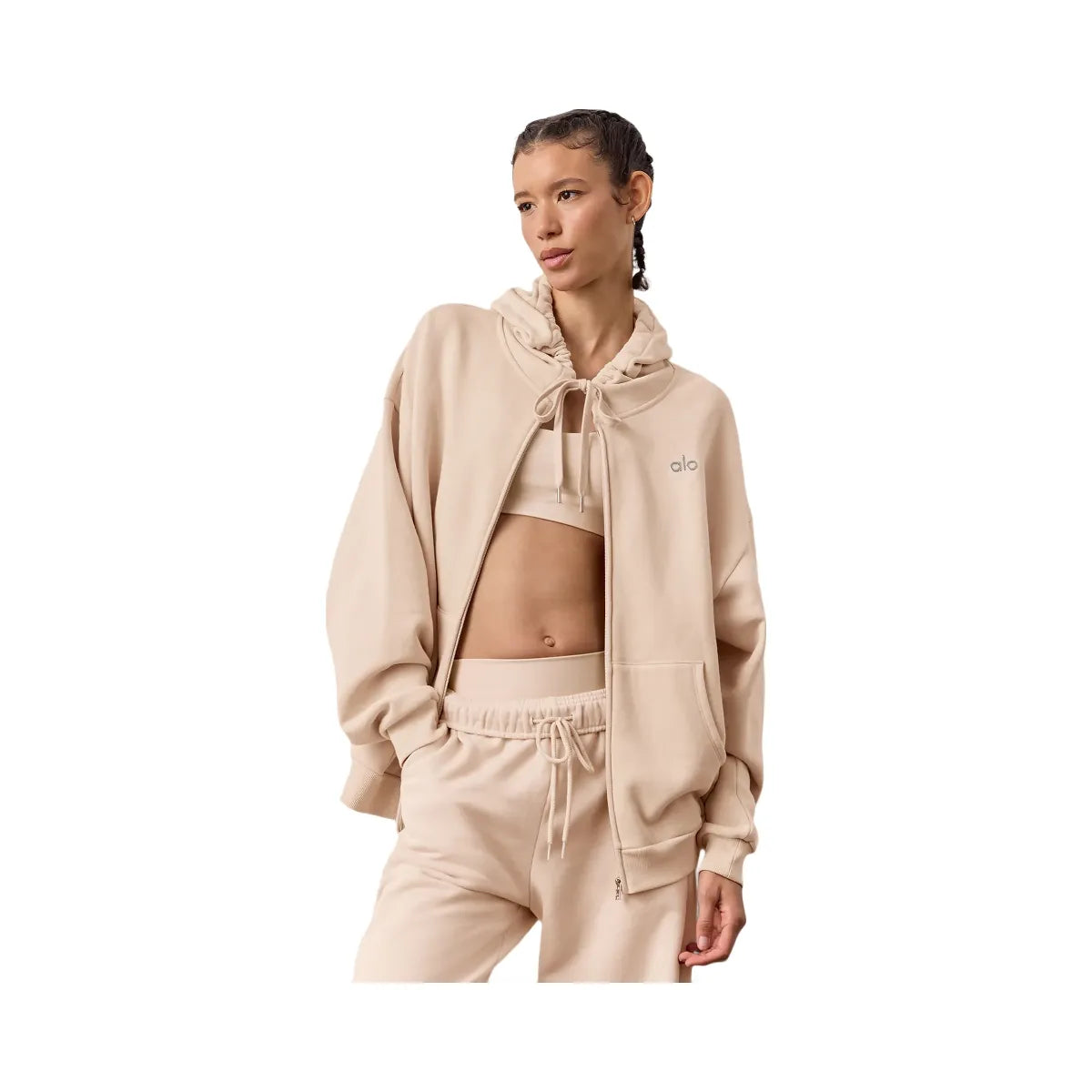 Alo Women's Accolade Full Zip Hoodie - Macadamia