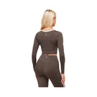 Gymshark Piping Long Sleeve Crop Top - Walnut Brown/Chestnut Pink/Soft White
