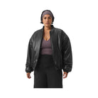 Alo Women's Faux Leather Premier Bomber - Black