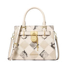 Michael Kors Hamilton Small Patchwork and Snake Embossed Satchel Natural