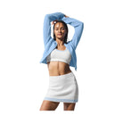 Alo Women's Tennis Club Sweater Knit Skirt - White/Seashell Blue