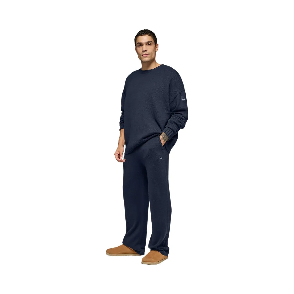 Alo Men's Unisex Wool Cashmere New Class Crewneck Sweater - Navy