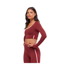 Gymshark Piping Long Sleeve Crop Top - Sets Red/Carmine Red/Soft White