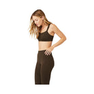 Alo Women's Pinstripe Jacquard Captivate Bra - Espresso/Black