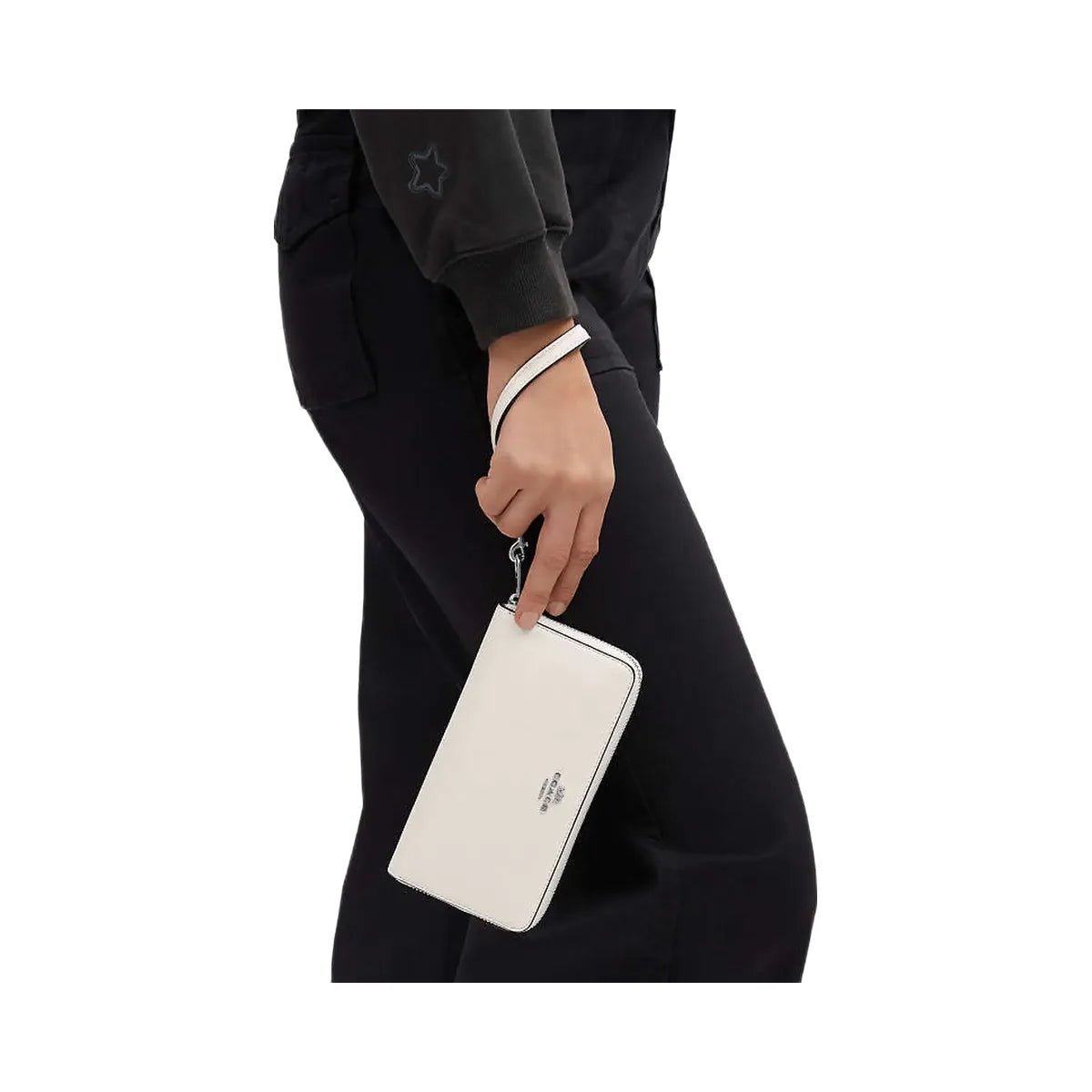 Coach Long Zip Around Wallet Calf Leather-Silver-Chalk