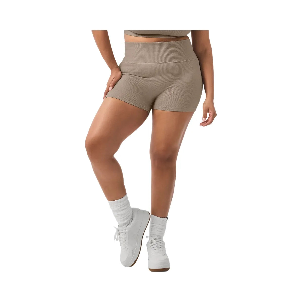 Alo Women's 3" Seamless Ribbed Shimmer Short - Gravel