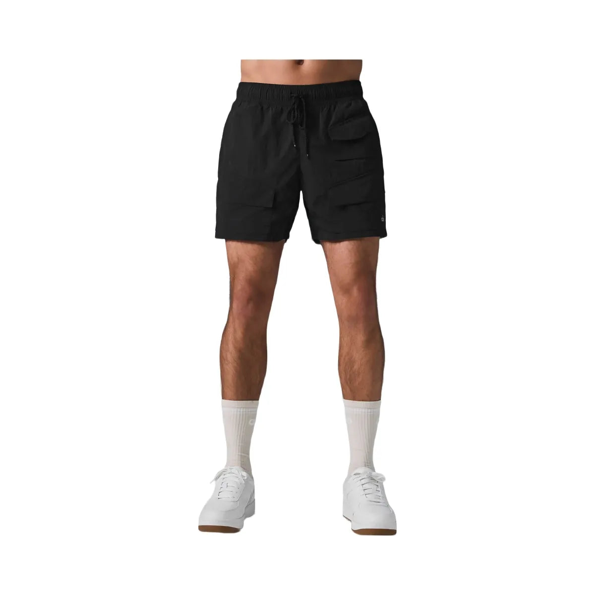 Alo Men's 7" Crinkle Nylon Excursion Cargo Short - Black