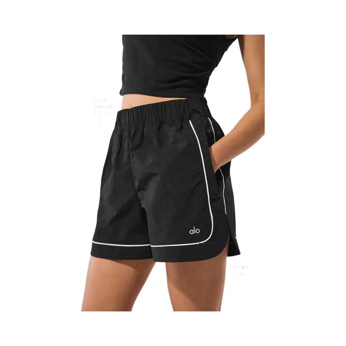 Alo Women's Motivate Track Short - Black/White