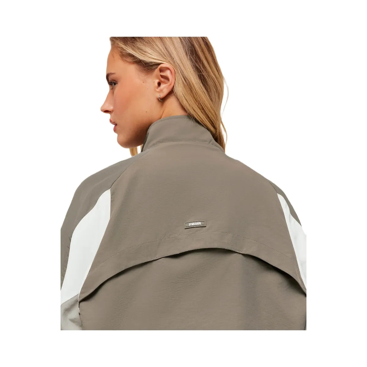 Gymshark Contrast Woven Jacket - Camo Brown/Linen Brown/Oat White