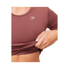 Gymshark Crossover Midi Top with Shelf - Burgundy Brown