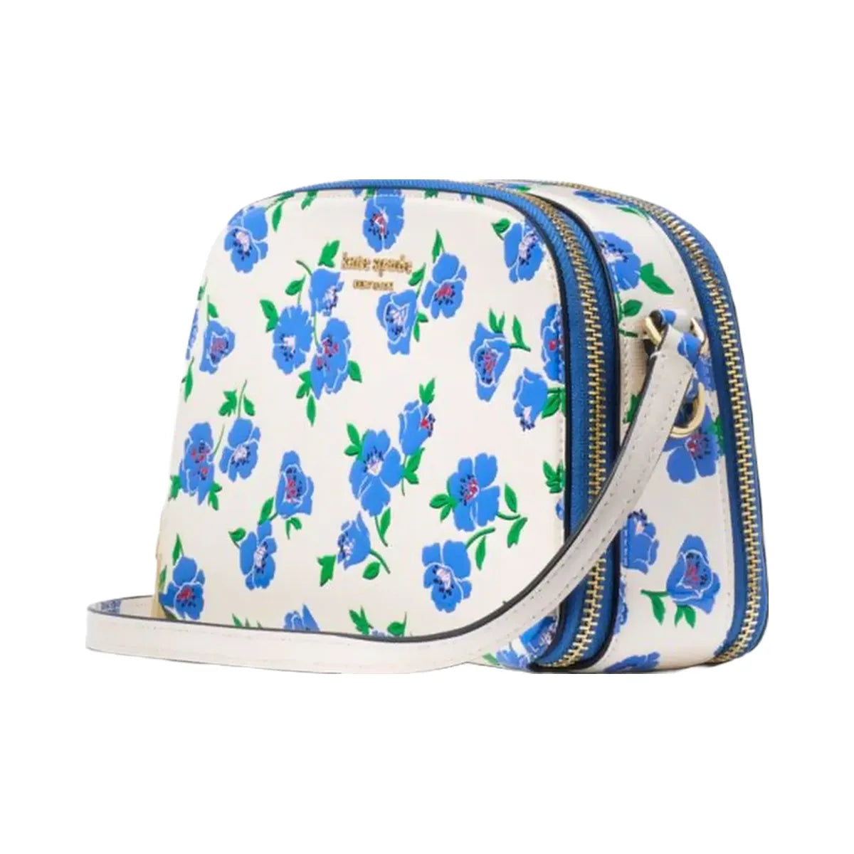 Kate Spade Devin Springtime Blooms Double Zip Dome Crossbody Cream Multi
