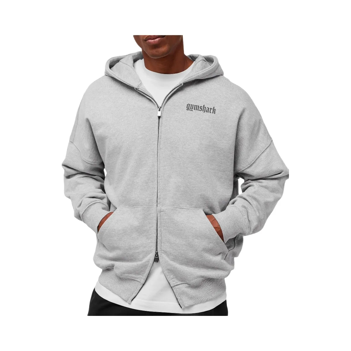 Gymshark Olde English Zip Up Hoodie - Soft Grey Marl