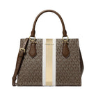 Michael Kors Marilyn Medium Signature Logo Stripe Satchel Brown