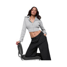 Alo Women's Scholar Knit Cropped Full Zip Jacket - Athletic Heather Grey