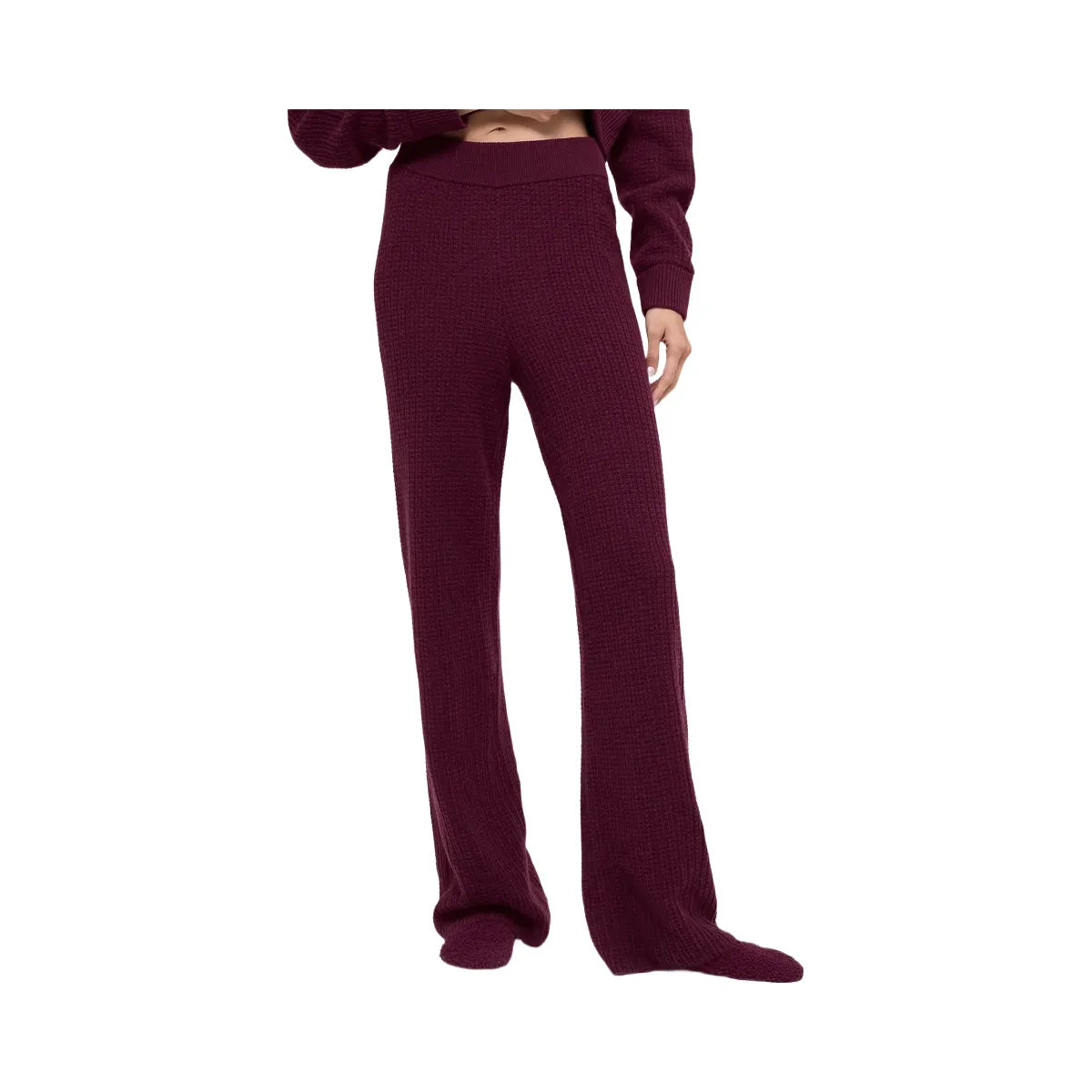 Alo Women's Cashmere High-Waist Plush Waffle Pant - Burgundy