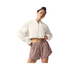 Alo Women's Cropped Mountain Peak Full-Zip Hoodie - Ivory