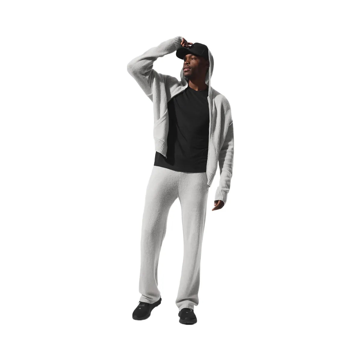 Alo Men's Wool Cashmere New Class Full Zip Hoodie - Pearl Grey Heather