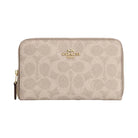 Coach Medium Id Zip Wallet In Signature Canvas Signature Canvas-Gold-Sand-Chalk