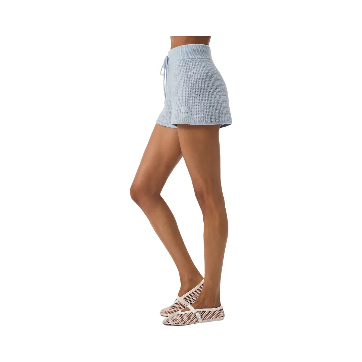Alo Women's Cashmere High-Waist Plush Waffle Short - Crystal Blue