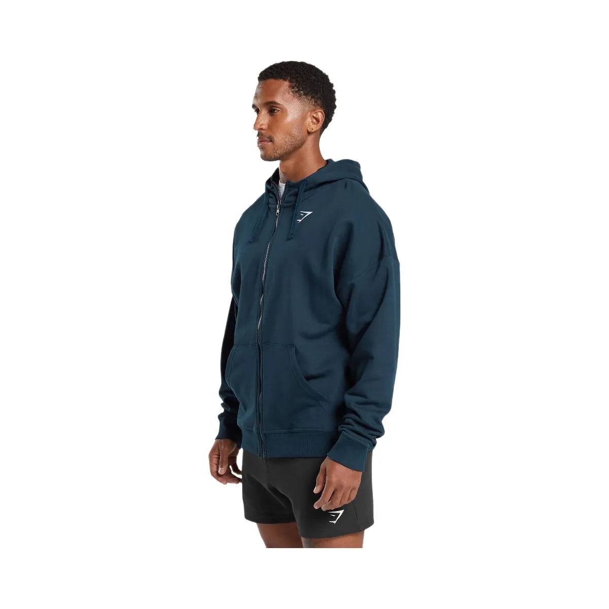 Gymshark Crest Oversized Zip Up Hoodie - Navy