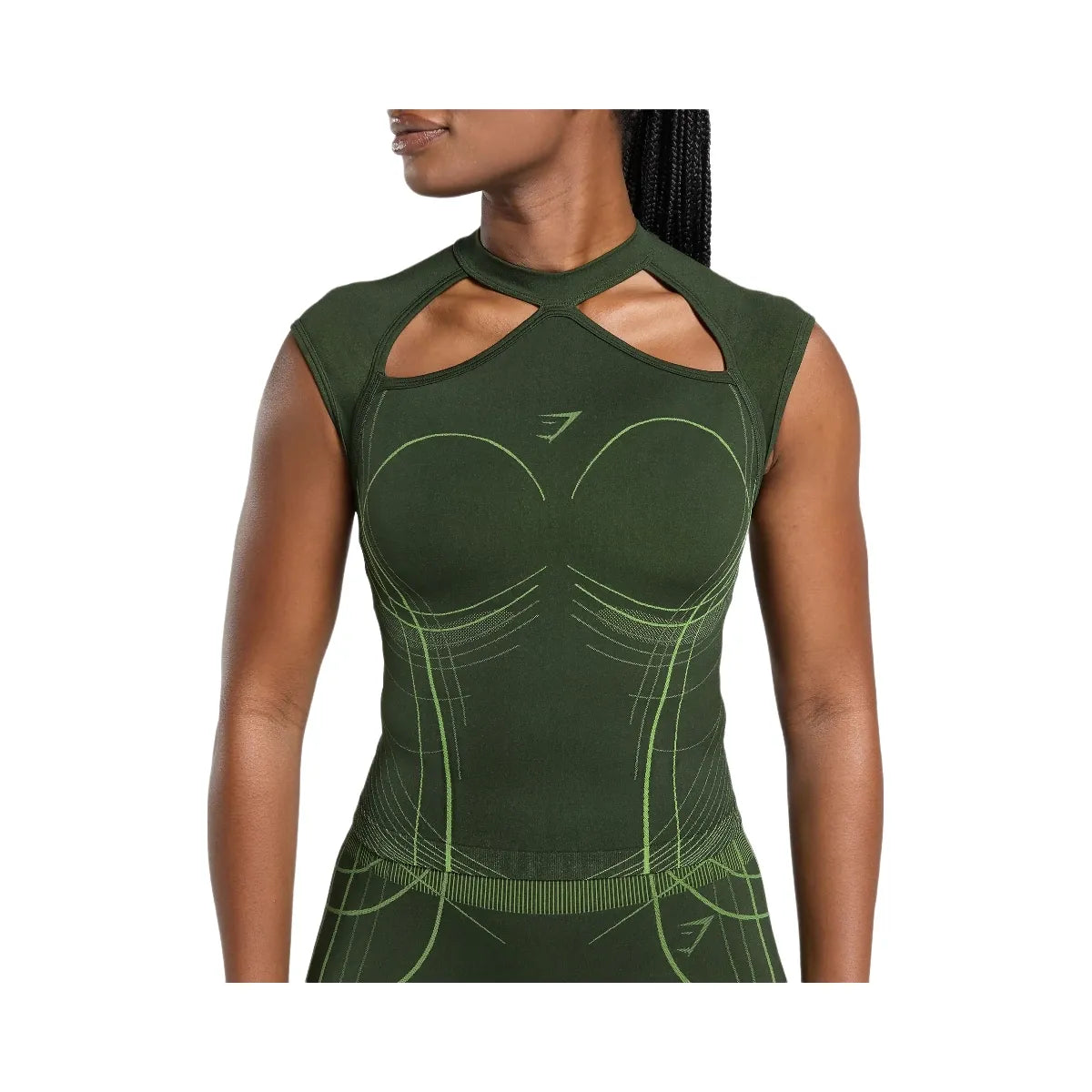 Gymshark Apex Seamless Midi T-Shirt - Trail Green/Energy Gelato Green