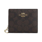 Coach Snap Wallet In Signature Canvas Signature Canvas-Gold-Walnut-Black