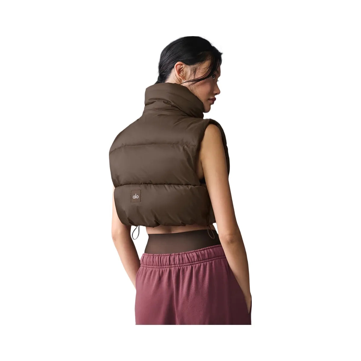 Alo Women's Cropped Gold Rush Puffer Vest - Espresso