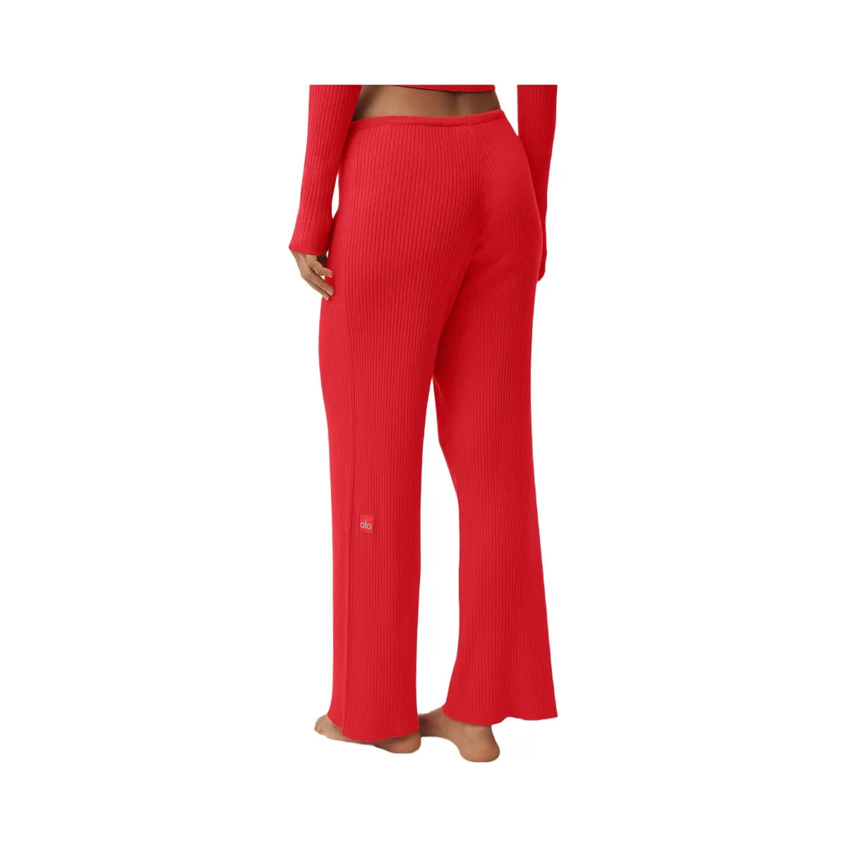 Alo Women's Sweater Knit Mid-Rise Unwind Wide Leg Pant - Bright Red