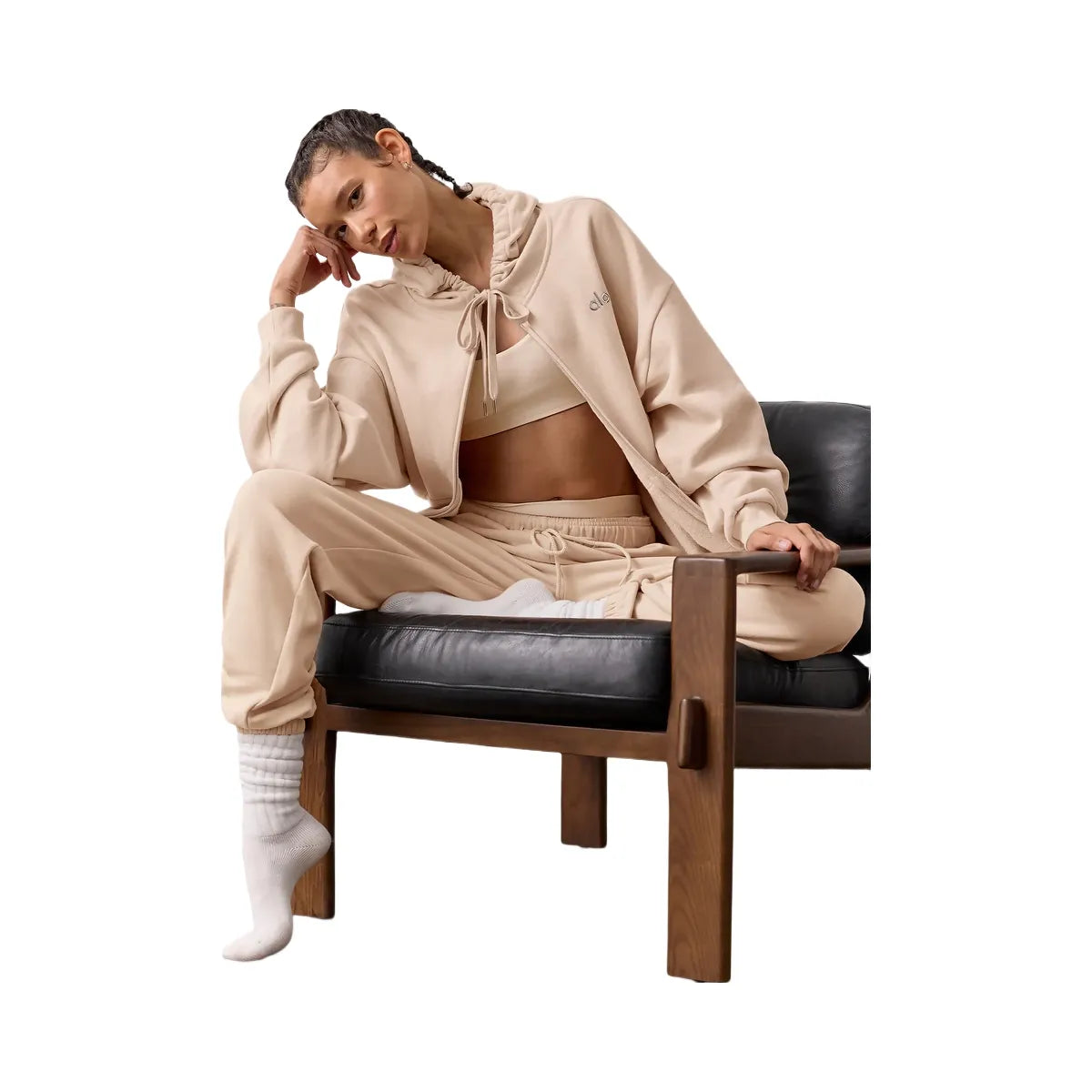 Alo Women's Accolade Full Zip Hoodie - Macadamia