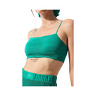 Alo Women's Micro Plisse Game On Bra - Spruce Green