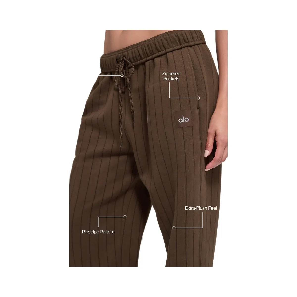 Alo Pinstripe Straight Leg Sweatpant - Espresso Pinstripe