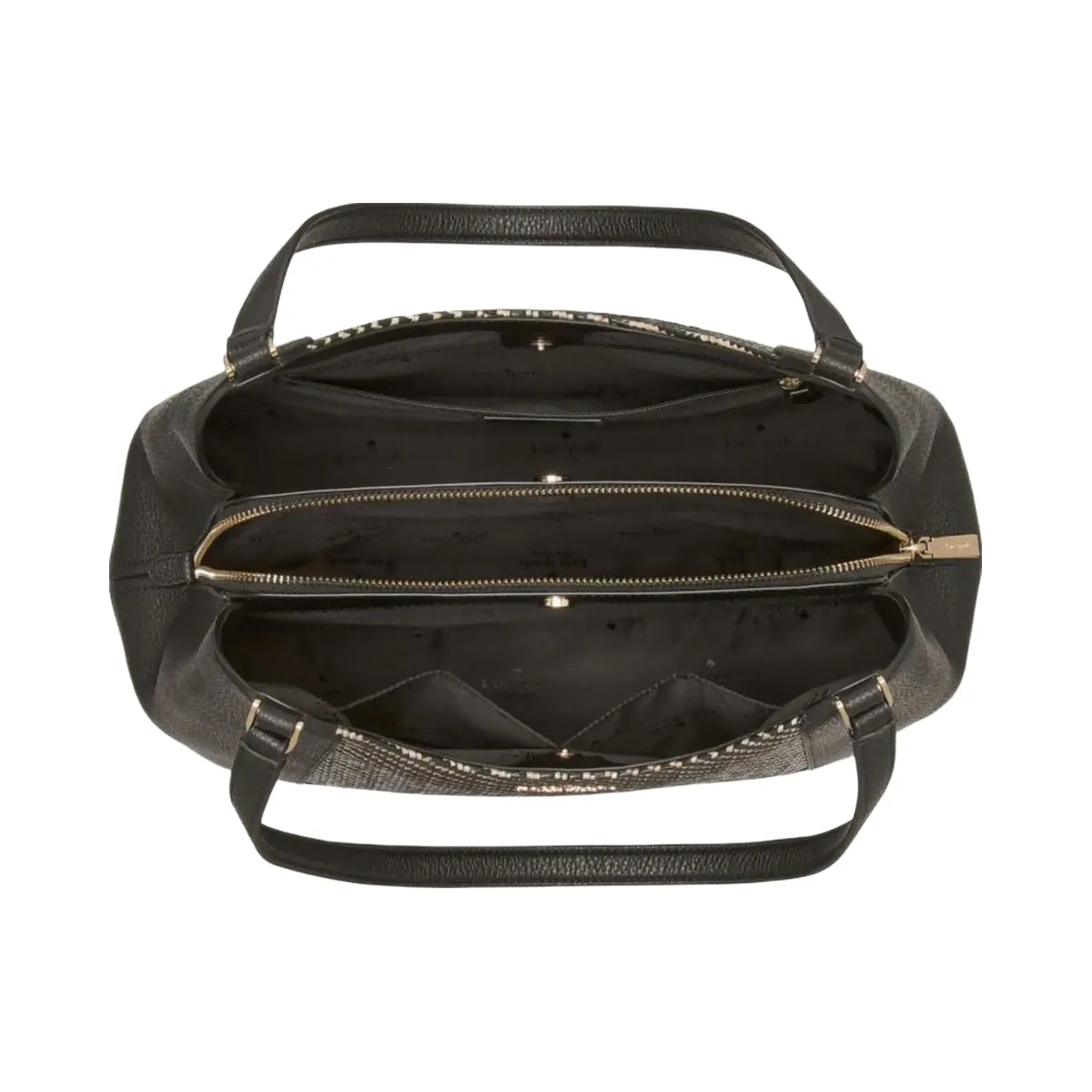 Kate Spade Lena Straw Triple Compartment Shoulder Bag Black Multi