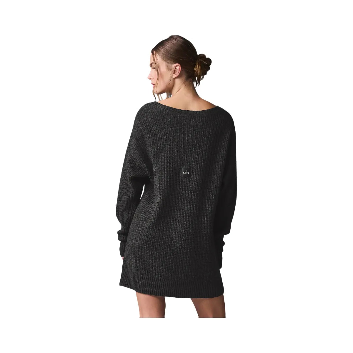 Alo Women's Cashmere Plush Waffle Dress - Dark Heather Grey