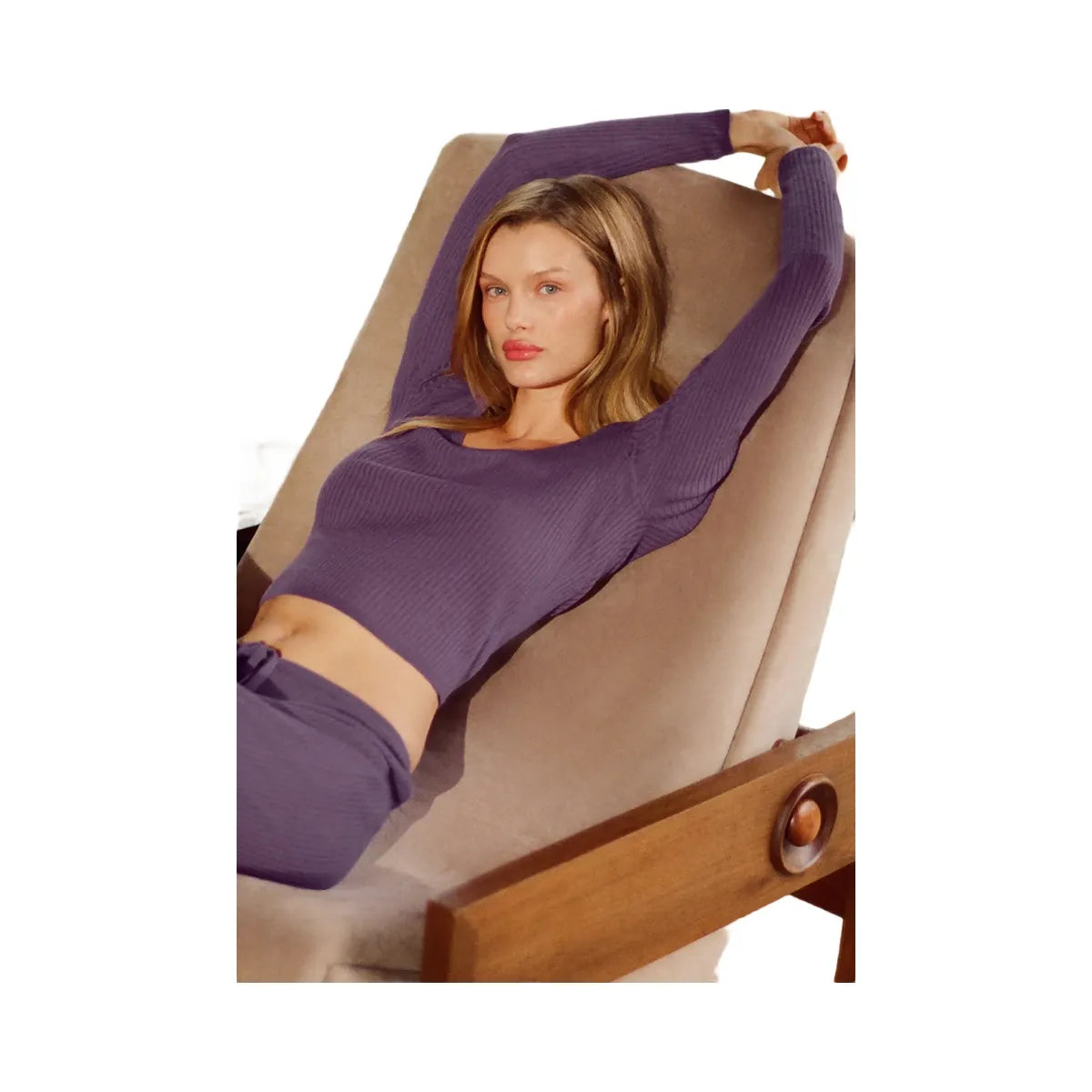 Alo Women's Sweater Knit Unwind Long Sleeve - Plum Kiss