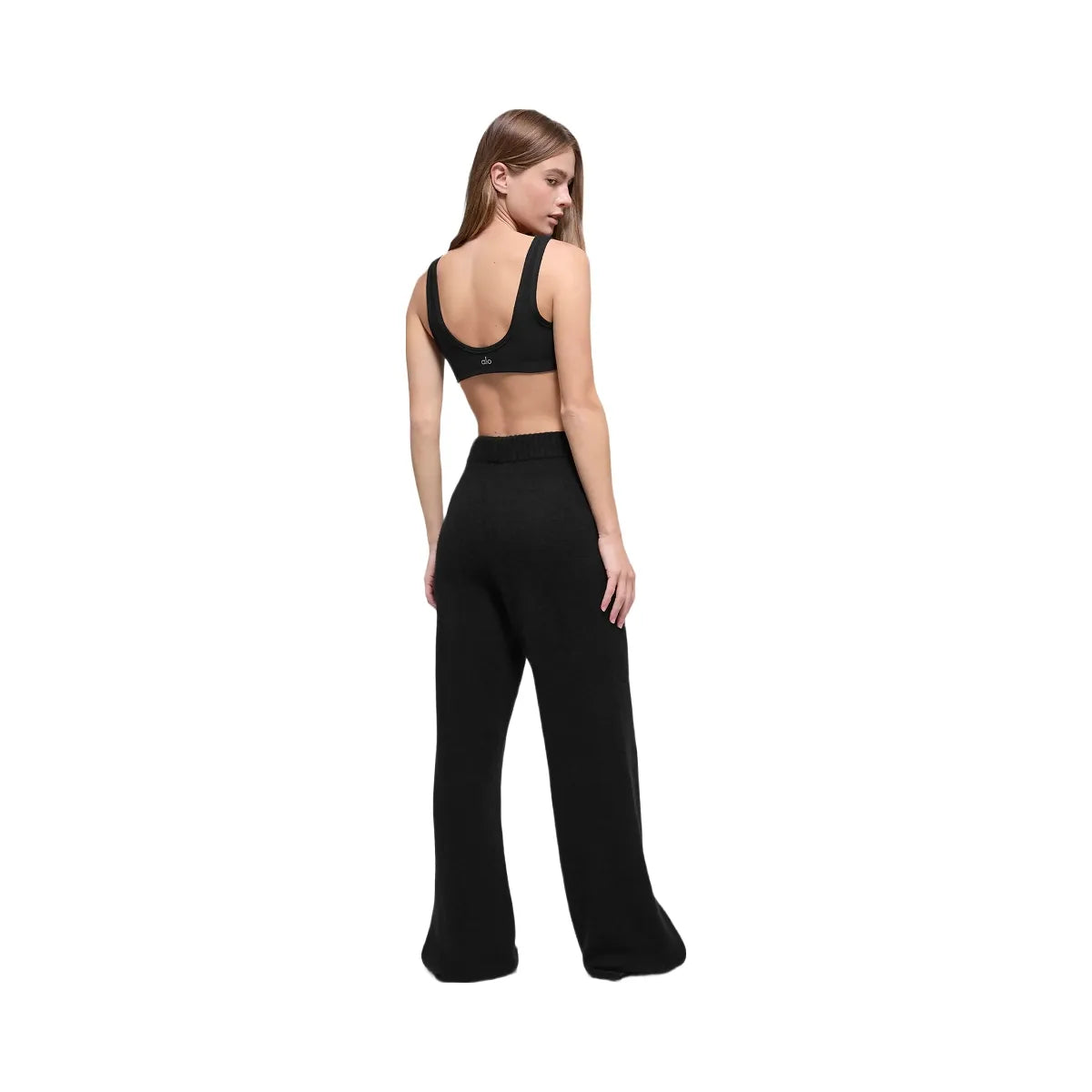 Alo Women's Wool Cashmere High-Waist New Class Wide Leg Pant - Black