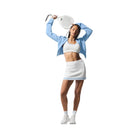 Alo Women's Tennis Club Sweater Knit Bra - White/Seashell Blue
