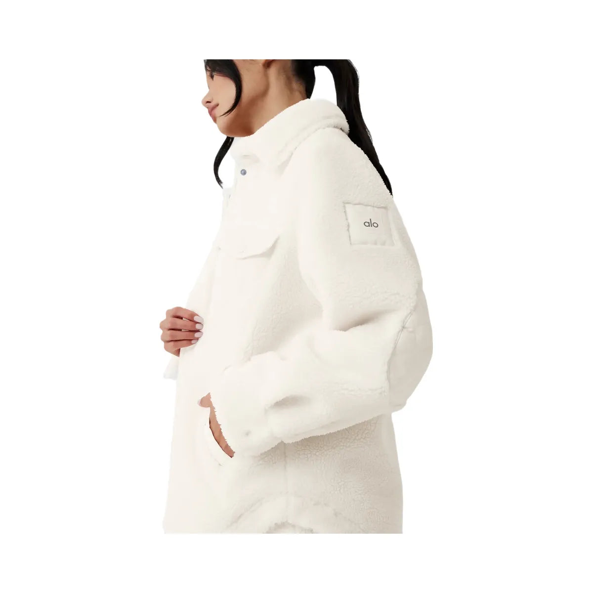 Alo Women's Sherpa Edge Shacket - Ivory