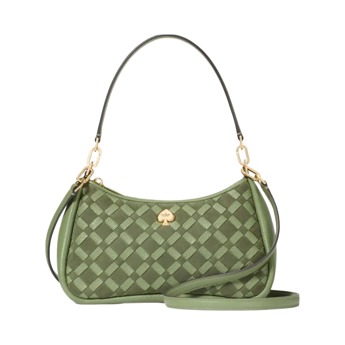 Kate Spade Kayla Woven Leather Small Convertible Shoulder Bag Cedar Stand