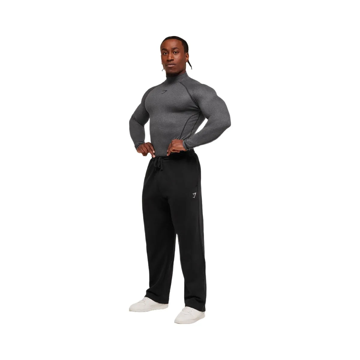 Gymshark Element Baselayer Mock Neck Long Sleeve T-Shirt - GS Black/GS Dark Grey Marl