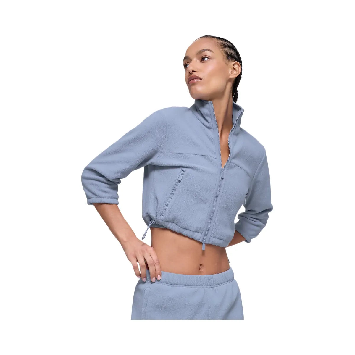 Alo Women's Polar Fleece Retreat Cropped Jacket - Winter Frost