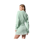 Alo Women's Tennis Club Sweater Knit Full Zip Jacket - Spearmint/White