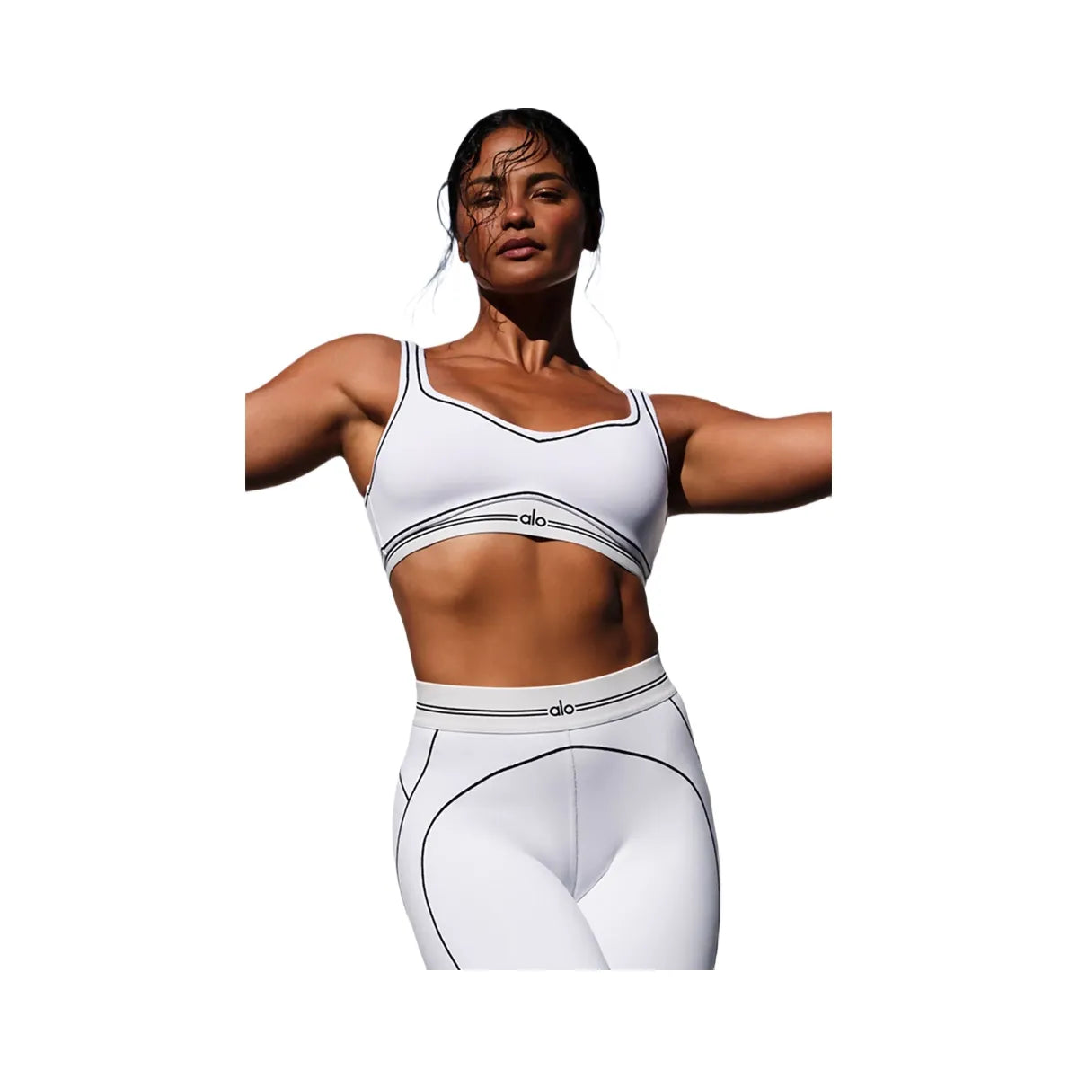 Alo Women's Airbrush Heart Throb Bra - White/Black