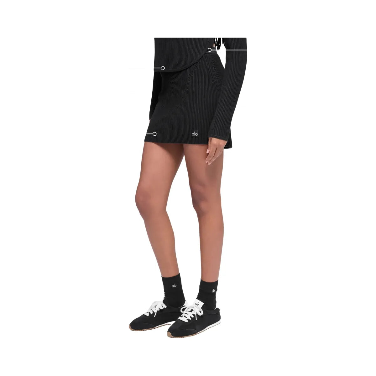 Alo Women's Denim Knit High-Waist Skirt - Black/Anthracite