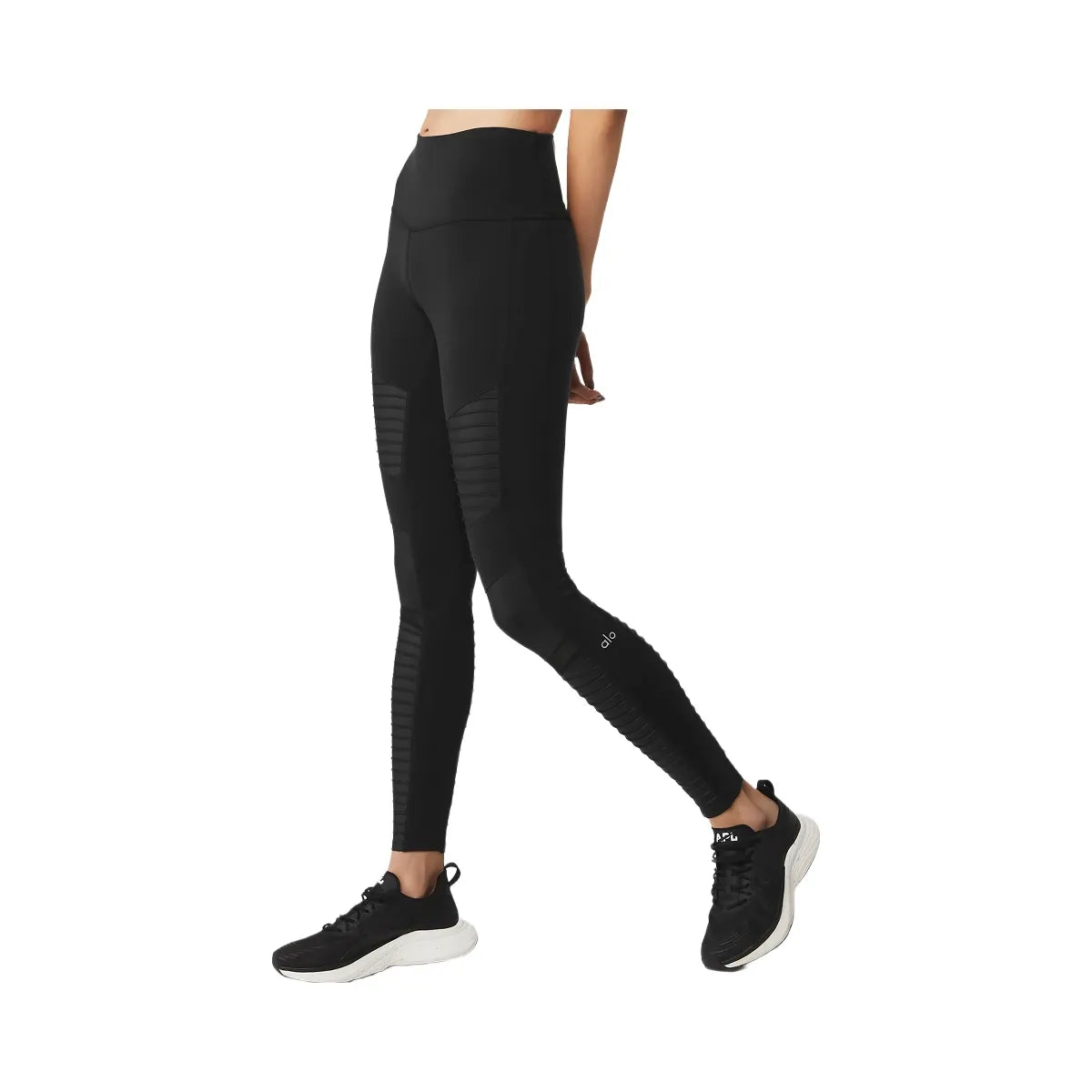 Alo Women's High-Waist Moto Legging - Black/Black Glossy