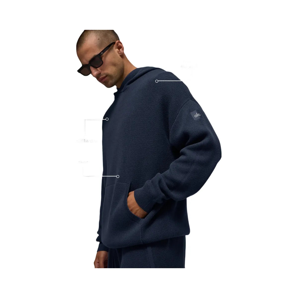 Alo Men's Sports Club Sweater Knit Hoodie - Navy