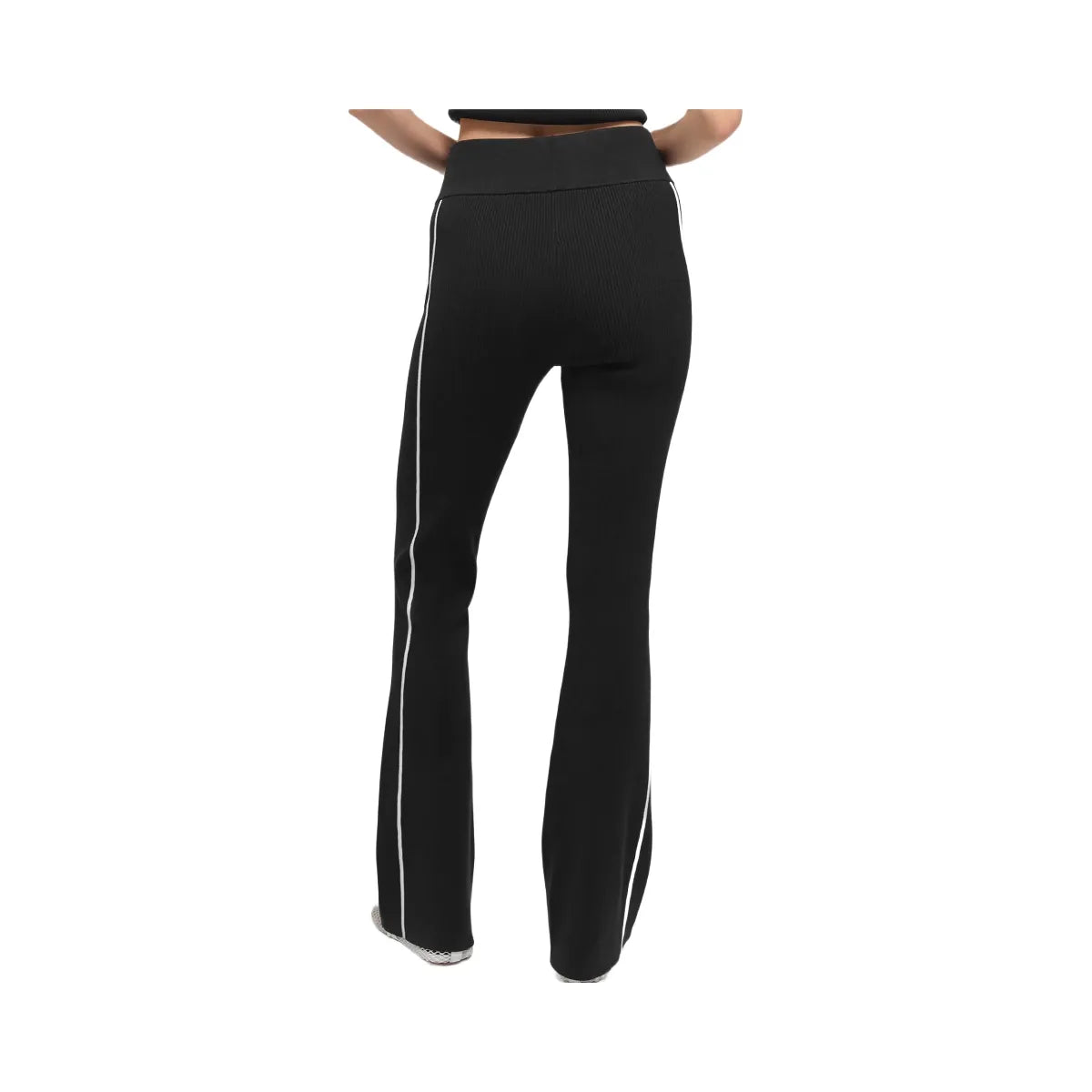 Alo Women's Ribbed Sweater Knit Highline Flare Pant - Black/White