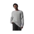 Alo Men's Cable Knit Crew Neck Sweater - Athletic Heather Grey