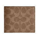 Coach Id Billfold Wallet In Signature Canvas Tan Black