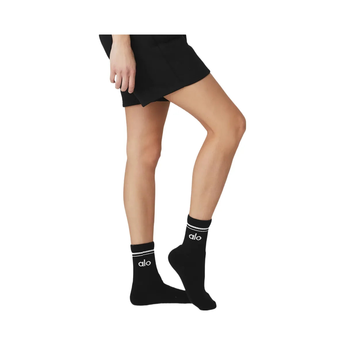Alo Unisex Half-Crew Throwback Sock - Black/White